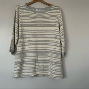 Voyage by Marina Rinaldi striped 3/4 sleeve sweater M